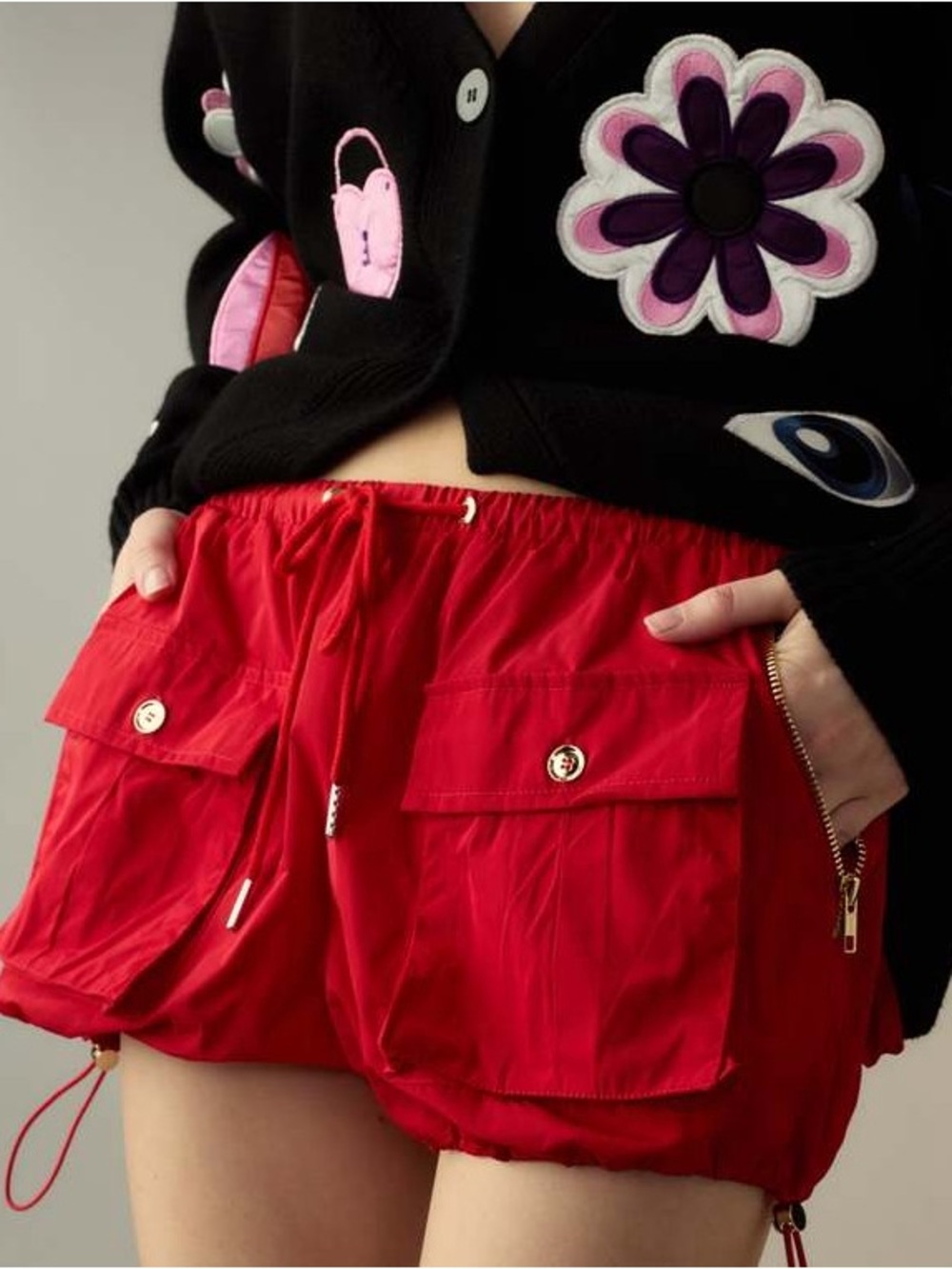 Cynthia Rowley Red Cargo Bloomer Shorts